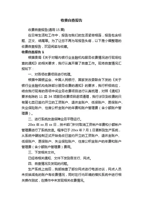 收费自查报告