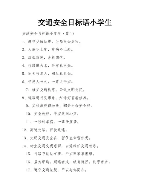 交通安全日标语小学生