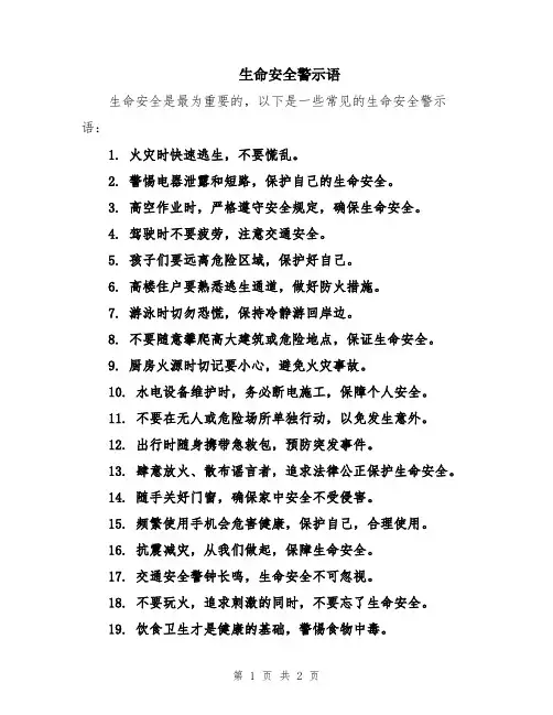 生命安全警示语