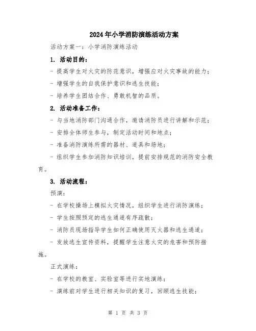 2024年小学消防演练活动方案