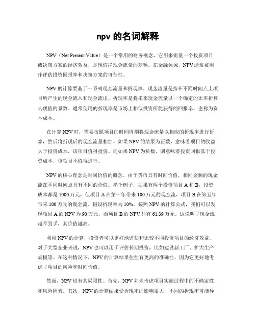 npv的名词解释