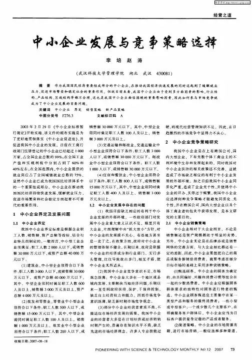 中小企业发展与竞争策略选择