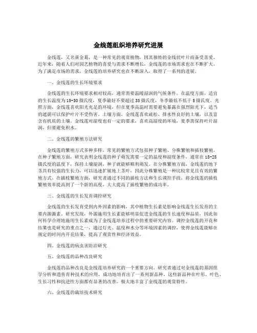 金线莲组织培养研究进展
