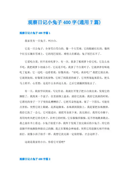 观察日记小兔子400字(通用7篇)