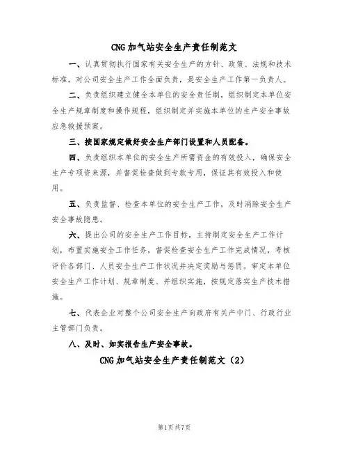 CNG加气站安全生产责任制范文(3篇)