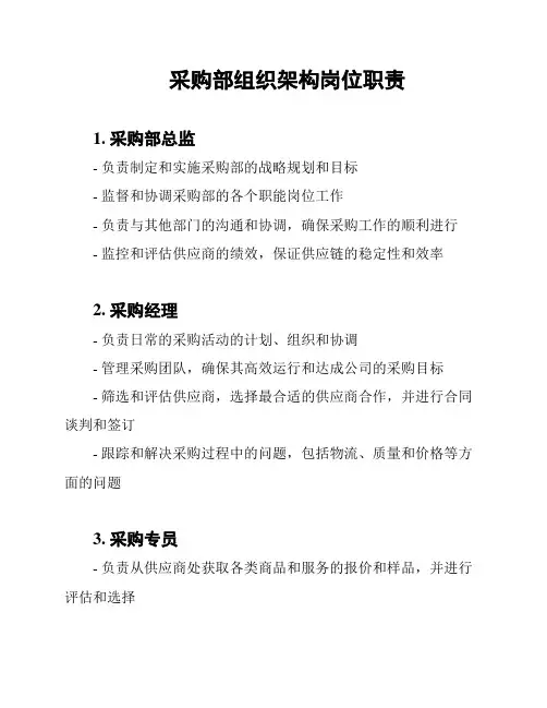 采购部组织架构岗位职责