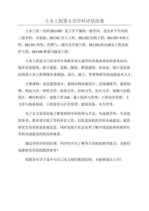 土木工程第5次学科评估结果