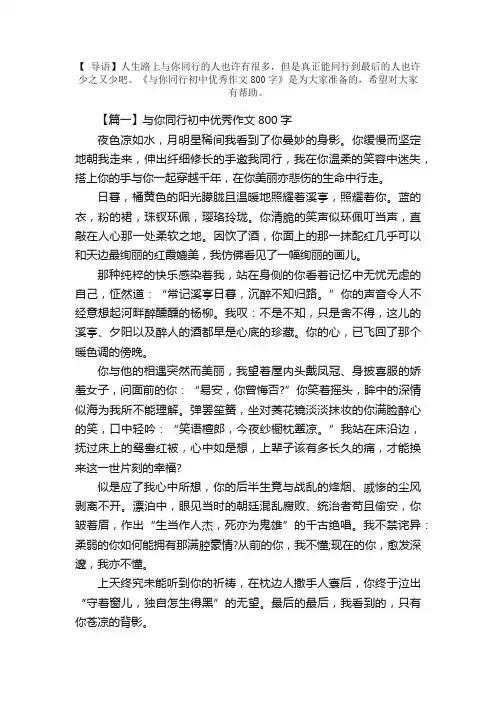 与你同行初中优秀作文800字