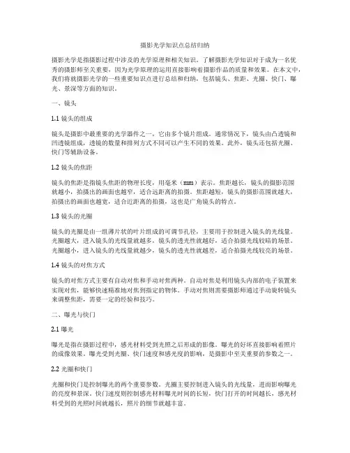 摄影光学知识点总结归纳