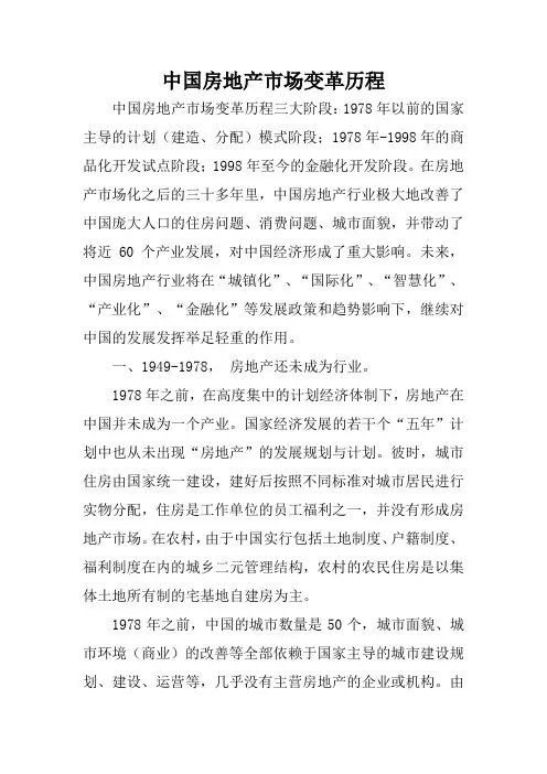 中国房地产市场变革历程