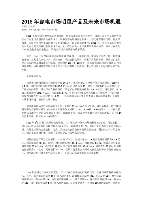 2018年家电市场明星产品及未来市场机遇