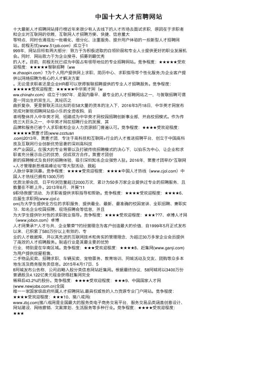 中国十大人才招聘网站
