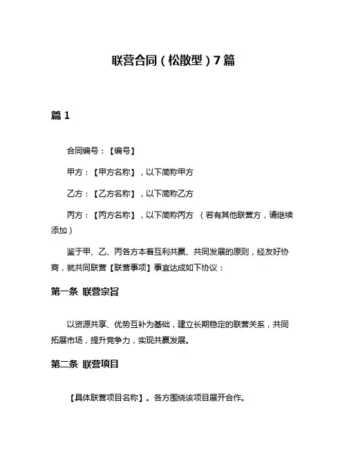 联营合同(松散型)7篇
