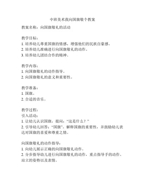 中班美术我向国旗敬个教案