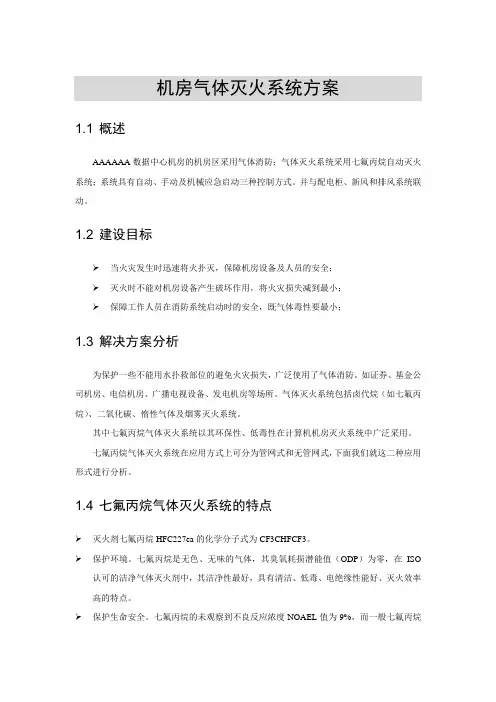 机房气体灭火系统方案