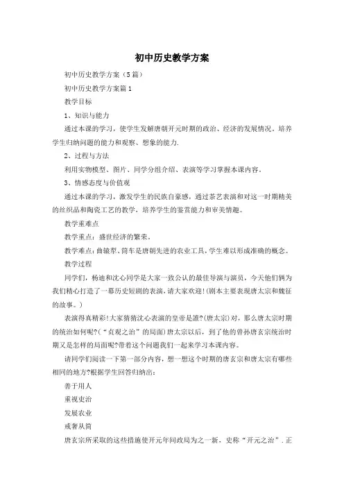 初中历史教学方案