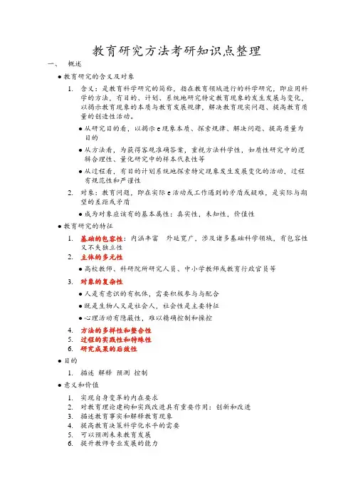 教育研究方法考研知识点整理