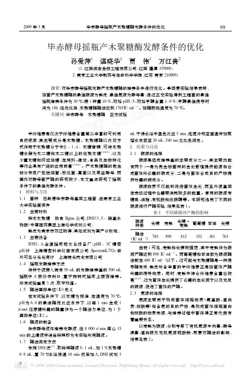 毕赤酵母摇瓶产木聚糖酶发酵条件的优化