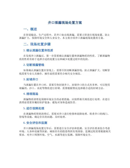 井口泄漏现场处置方案