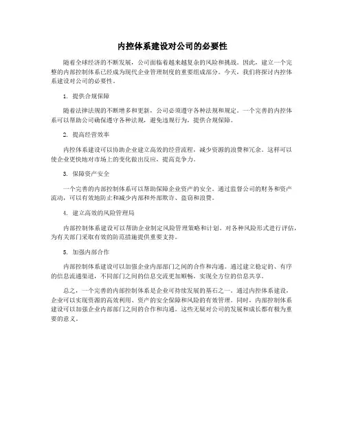 内控体系建设对公司的必要性