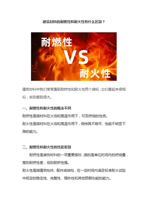 建筑材料的耐燃性和耐火性有什么区别