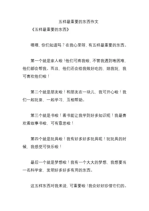 五样最重要的东西作文