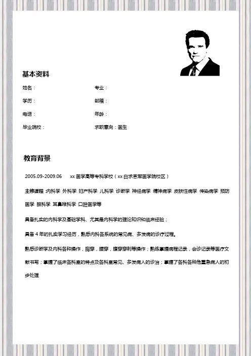 住院医师个人简历模板