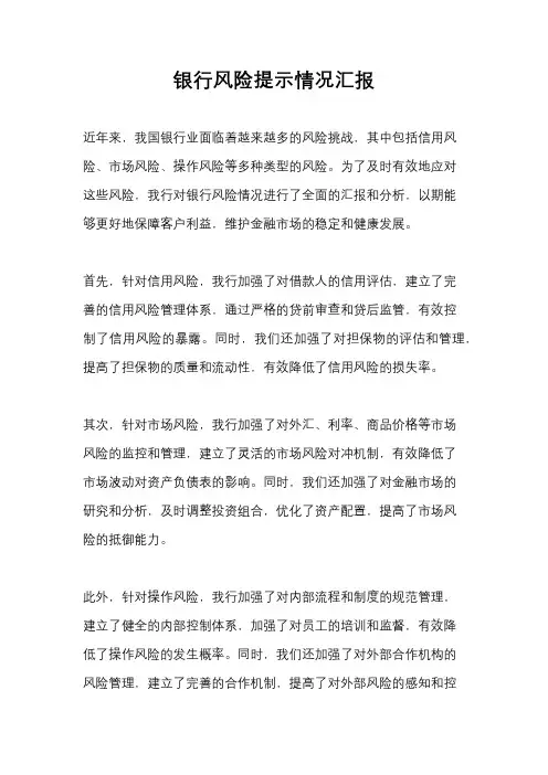 银行风险提示情况汇报