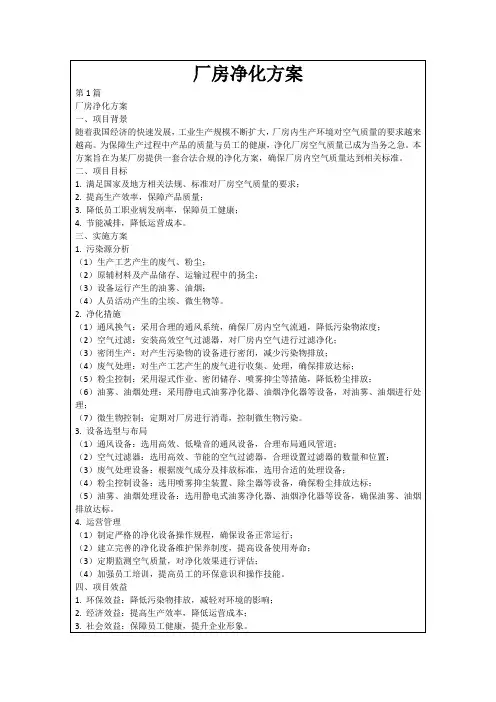 厂房净化方案