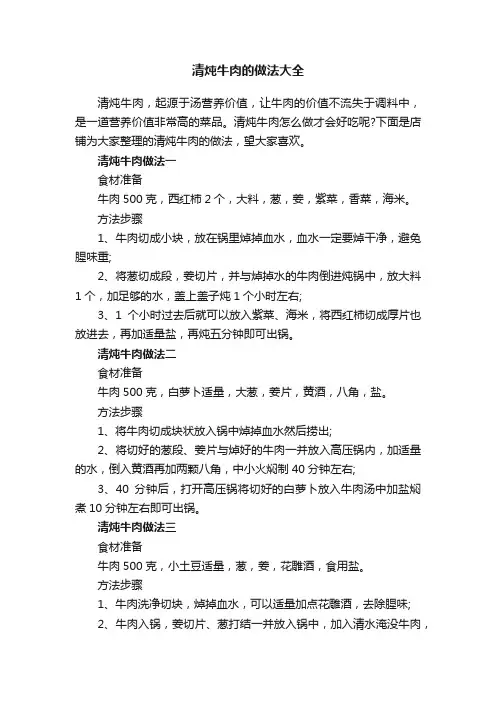 清炖牛肉的做法大全