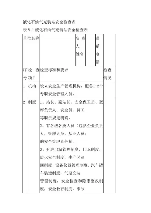 液化石油气充装站安全检查表