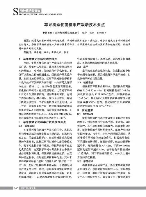 苹果树矮化密植丰产栽培技术要点