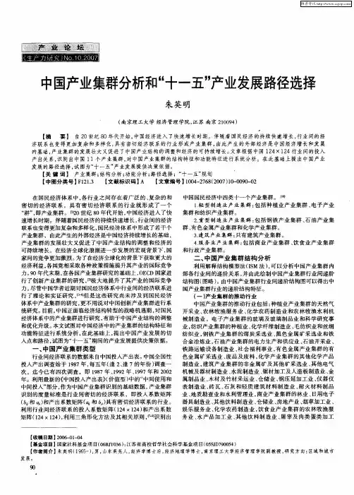 中国产业集群分析和“十一五”产业发展路径选择