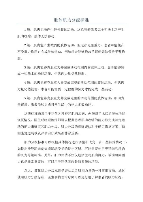 肢体肌力分级标准