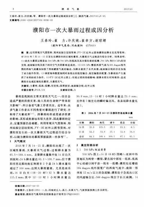 濮阳市一次大暴雨过程成因分析
