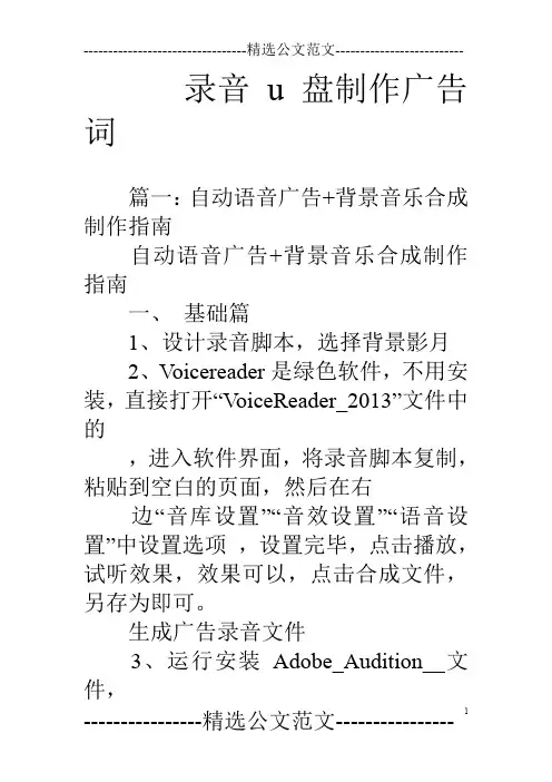 录音u盘制作广告词