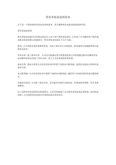 所有者权益说明范本
