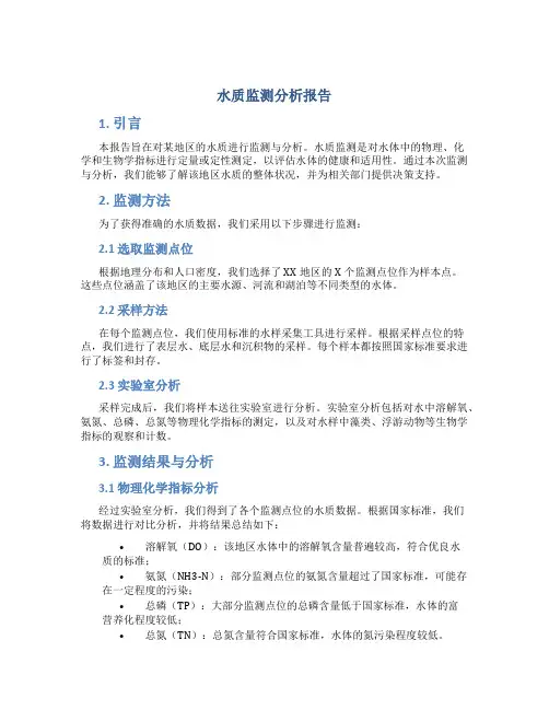 水质监测分析报告