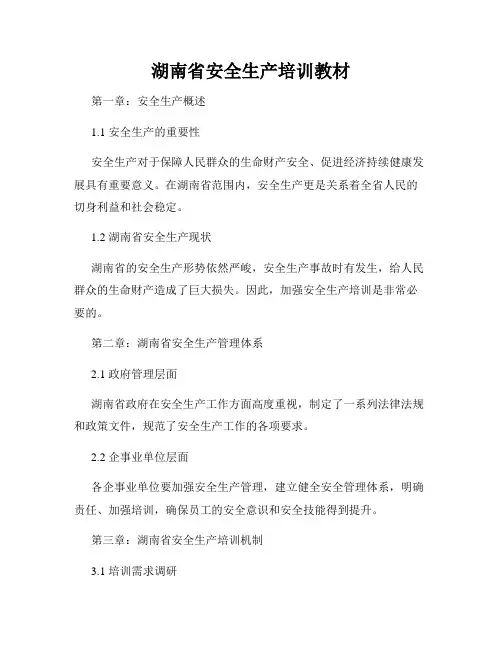 湖南省安全生产培训教材
