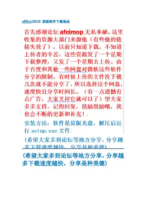 office2010 原版软件下载地址(涵盖各个语言版本)
