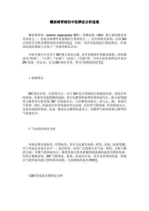 糖尿病肾病的中医辨证分析进展