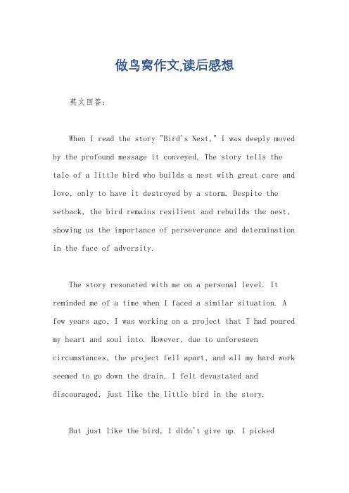 做鸟窝作文,读后感想