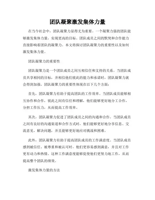 团队凝聚激发集体力量