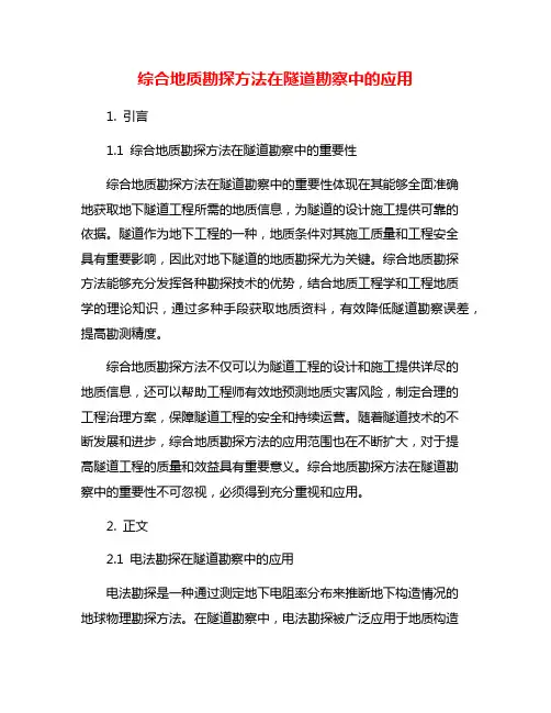 综合地质勘探方法在隧道勘察中的应用