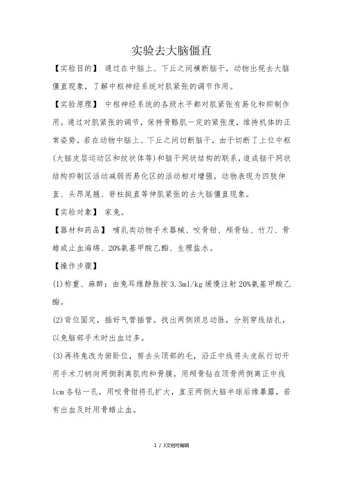 实验去大脑僵直