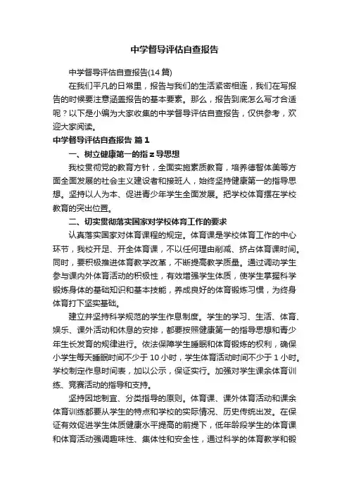 中学督导评估自查报告