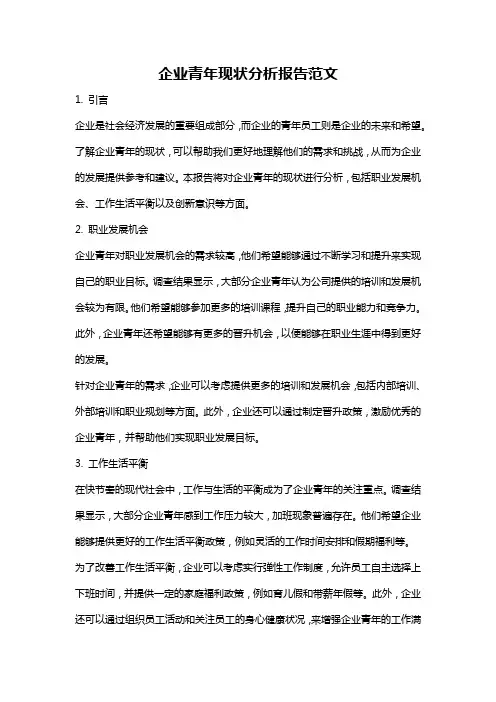 企业青年现状分析报告范文
