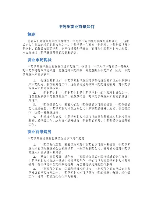 中药学就业前景如何