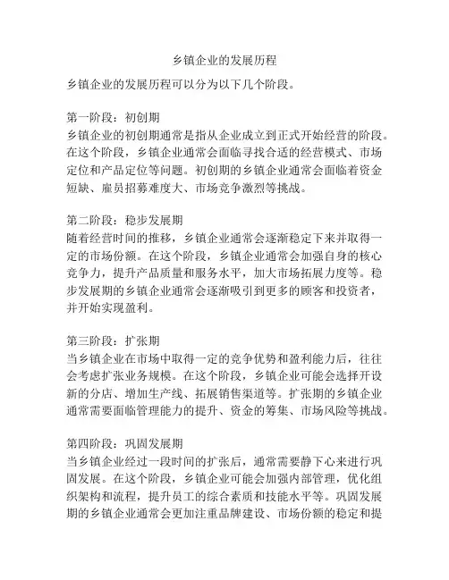 乡镇企业的发展历程
