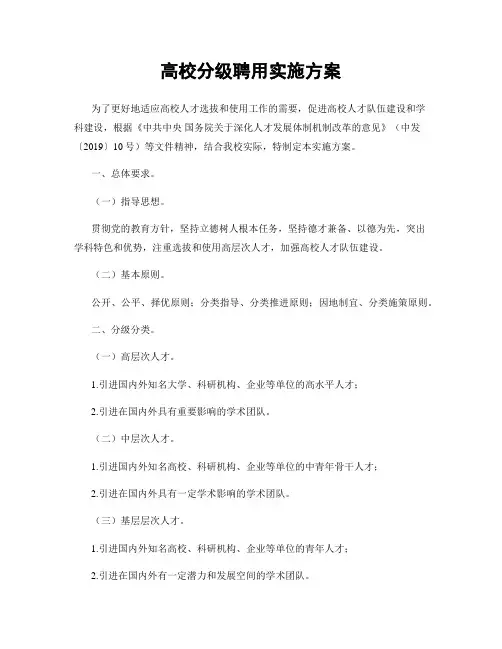 高校分级聘用实施方案